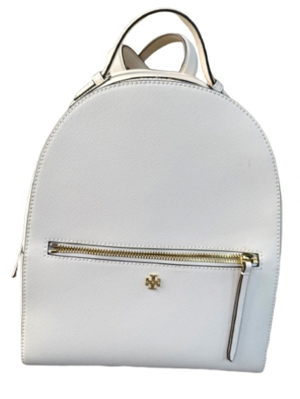 Tory Burch Cream/Off White Leather Backpack Gold Hardware Medium Designer Bag